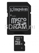 Карта памяти 4 GB microSD/TransFlash, Class 10 + SD Adapter, Kingston